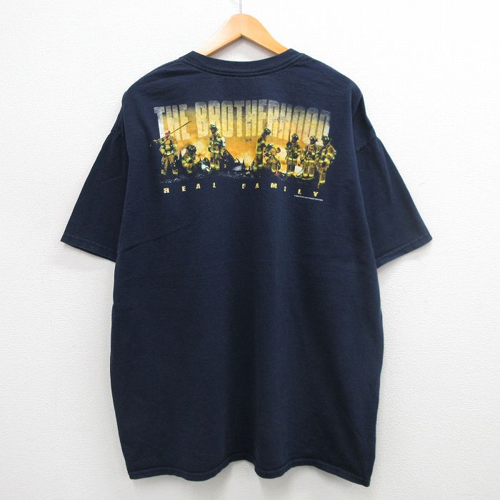 00s 半袖Tシャツ 消防士 ネイビー XL | 古着