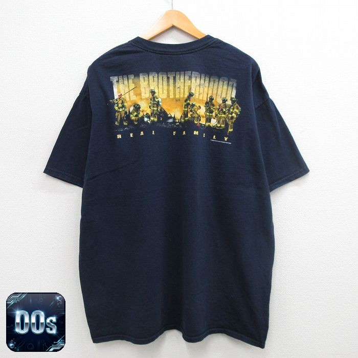 00s 半袖Tシャツ 消防士 ネイビー XL | 古着