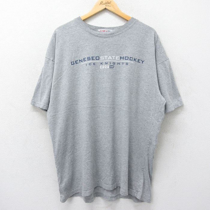 XL★古着 半袖 ビンテージ Tシャツ メンズ 00年代 00s LCM アイスホッケー 大きいサイズ コットン クルーネック カナダ製 グレー 霜降り 24aug07 中古