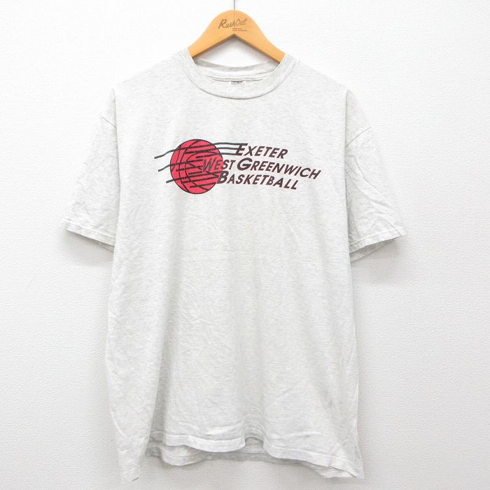 XL★古着 ジャージーズ 半袖 ビンテージ Tシャツ メンズ 90年代 90s バスケットボール 大きいサイズ クルーネック USA製 薄グレー 霜降り 24aug07 中古