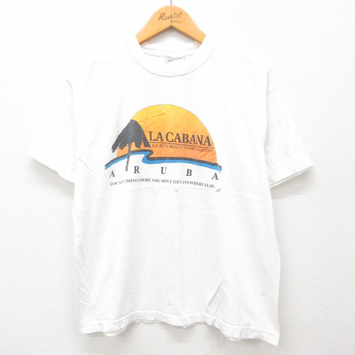L★古着 半袖 ビンテージ Tシャツ メンズ 00年代 00s LA CABANA コットン クルーネック 白 ホワイト 24aug07 中古