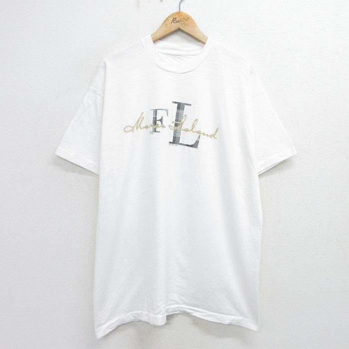 XL★古着 半袖 ビンテージ Tシャツ メンズ 90年代 90s FL 大きいサイズ クルーネック 白 ホワイト 【spe】 24aug07 中古