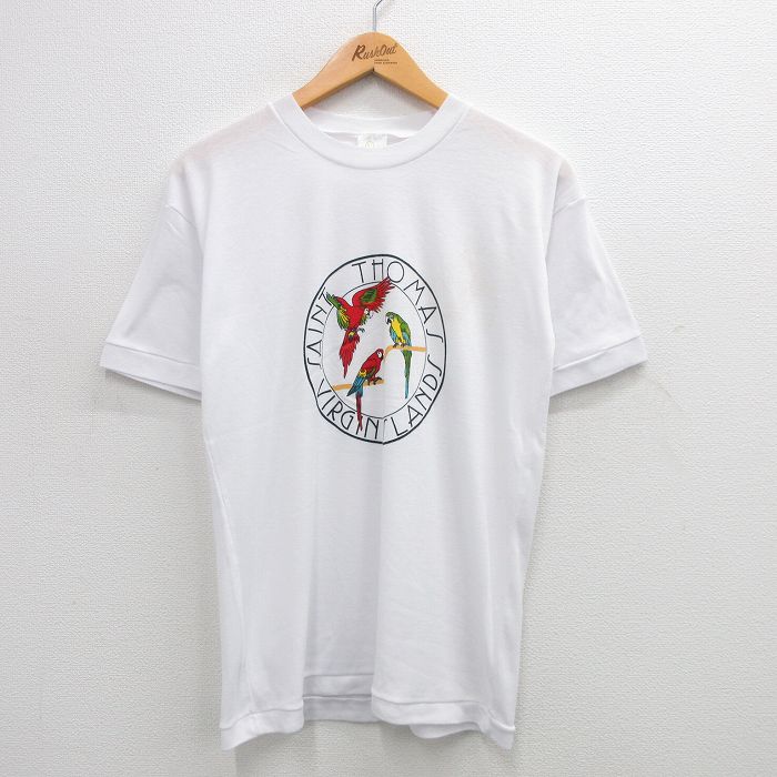 M★古着 半袖 ビンテージ Tシャツ メンズ 90年代 90s オウム クルーネック 白 ホワイト 24aug07 中古