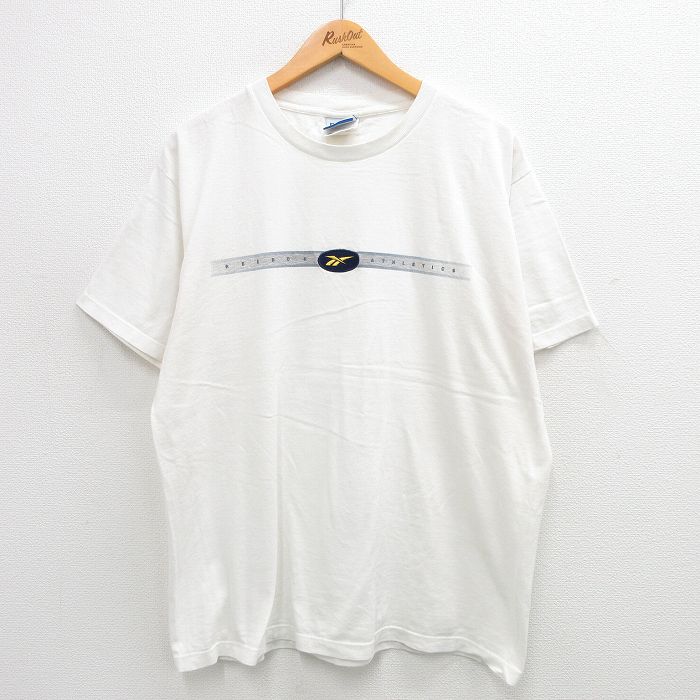 XL★古着 リーボック REEBOK 半袖 ビンテージ Tシャツ メンズ 00年代 00s ワンポイントロゴ コットン クルーネック 白 ホワイト 24aug07 中古