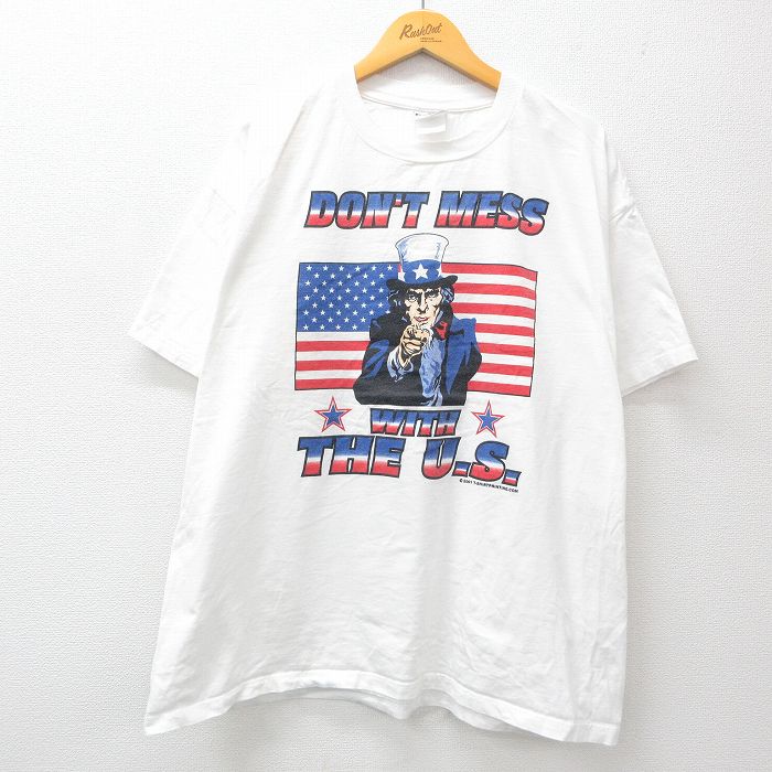 アンクルサム 00s 半袖Tシャツ 星条旗 ホワイト XL | 古着