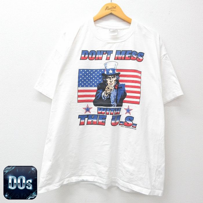 アンクルサム 00s 半袖Tシャツ 星条旗 ホワイト XL | 古着