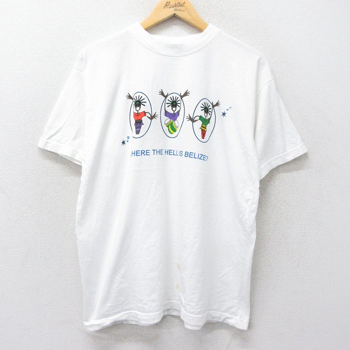 XL★古着 半袖 ビンテージ Tシャツ メンズ 00年代 00s BELIZE コットン クルーネック 白 ホワイト 24aug09 中古