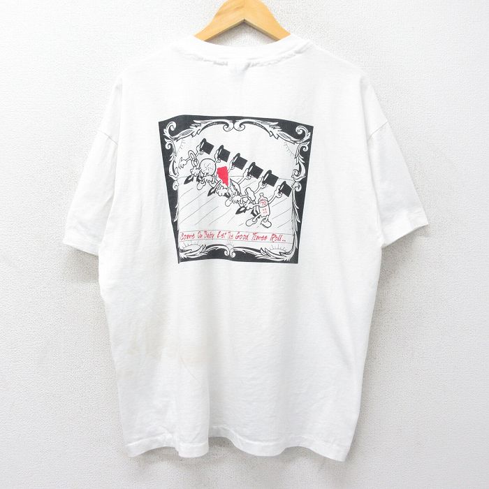XL★古着 ヘインズ Hanes 半袖 ビンテージ Tシャツ メンズ 90年代 90s NORTHEAST HIGH SCHOOL 大きいサイズ クルーネック 白 ホワイト 24aug09 中古