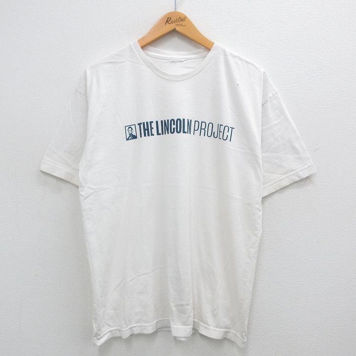 L★古着 半袖 ビンテージ Tシャツ メンズ 00年代 00s リンカーン クルーネック 白 ホワイト 24aug09 中古