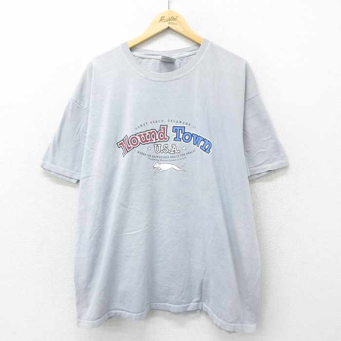XL★古着 半袖 ビンテージ Tシャツ メンズ 00年代 00s 犬 大きいサイズ コットン クルーネック グレー 24aug10 中古