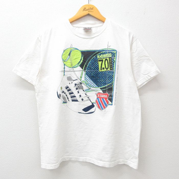 L★古着 オニータ ONEITA 半袖 ビンテージ Tシャツ メンズ 00年代 00s ケースイス スニーカー コットン クルーネック 白 ホワイト 【spe】 24aug19 中古