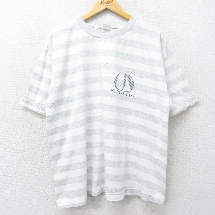 00s 半袖Tシャツ セントトーマス グレーボーダー XL | 古着