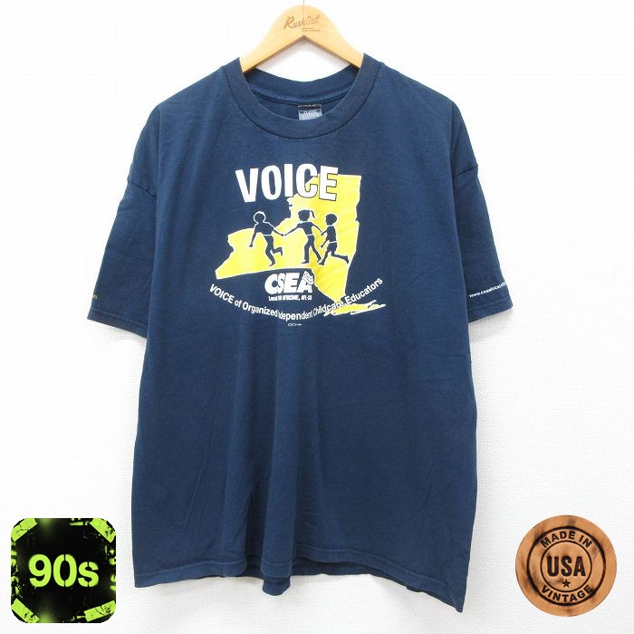 90s 半袖Tシャツ VOICE ネイビー XL | 古着