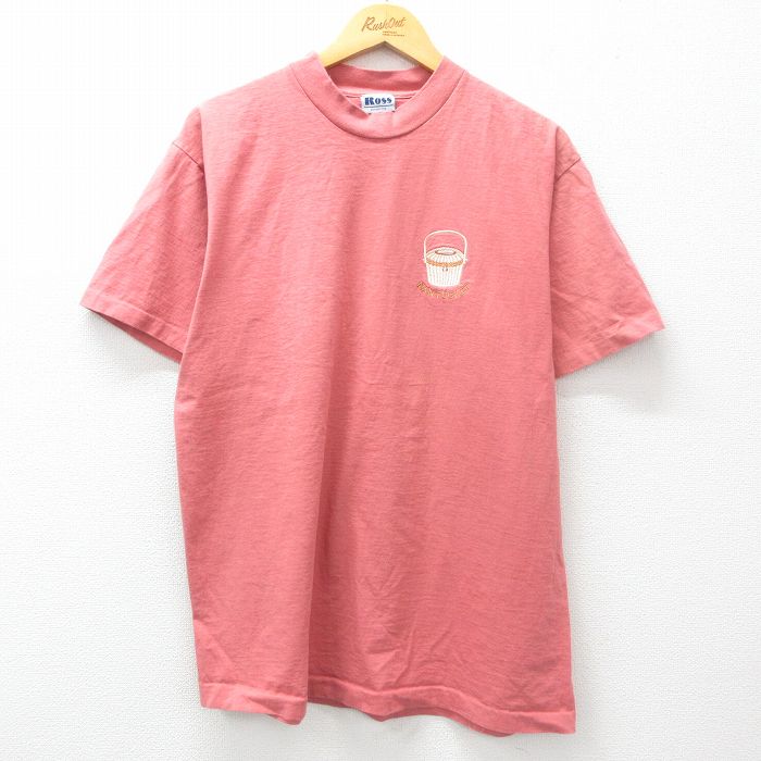 L★古着 半袖 ビンテージ Tシャツ メンズ 90年代 90s ナンタケット コットン クルーネック USA製 ピンク 25mar29 中古