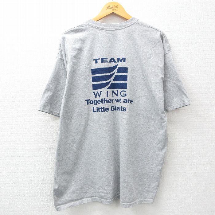 XL★古着 半袖 ビンテージ Tシャツ メンズ 00年代 00s TEAM WING 大きいサイズ クルーネック グレー 霜降り 25mar29 中古