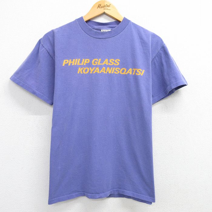 L★古着 オニータ ONEITA 半袖 ビンテージ Tシャツ メンズ 00年代 00s PHILIP GLASS コットン クルーネック 紫 パープル 25mar29 中古