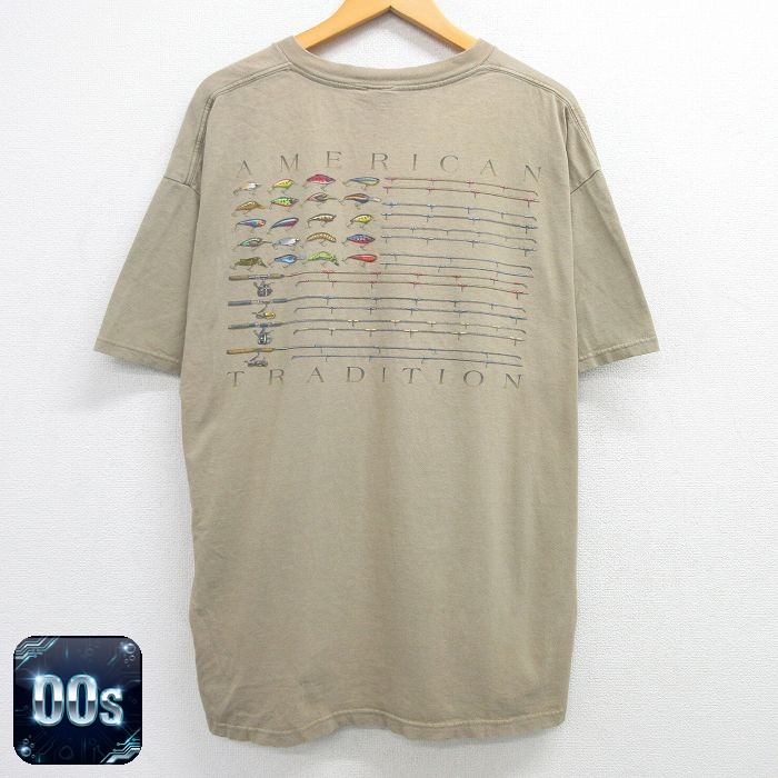 00s 半袖Tシャツ 釣り竿 ベージュ XL | 古着
