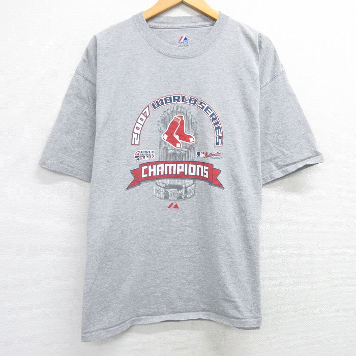 【50%OFF】マジェスティック 00s 半袖Tシャツ ボストンレッドソックス グレー霜降り XL | 古着