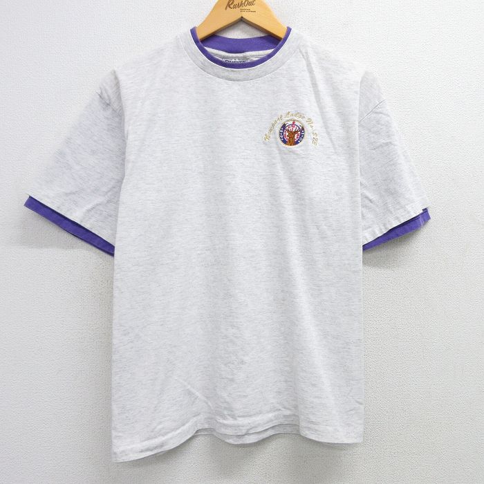 【50%OFF】L★古着 オニータ ONEITA半袖 ビンテージ Tシャツ メンズ 90年代 90s シカ コットン クルーネック USA製 薄グレー 霜降り他 25mar29 中古 半袖