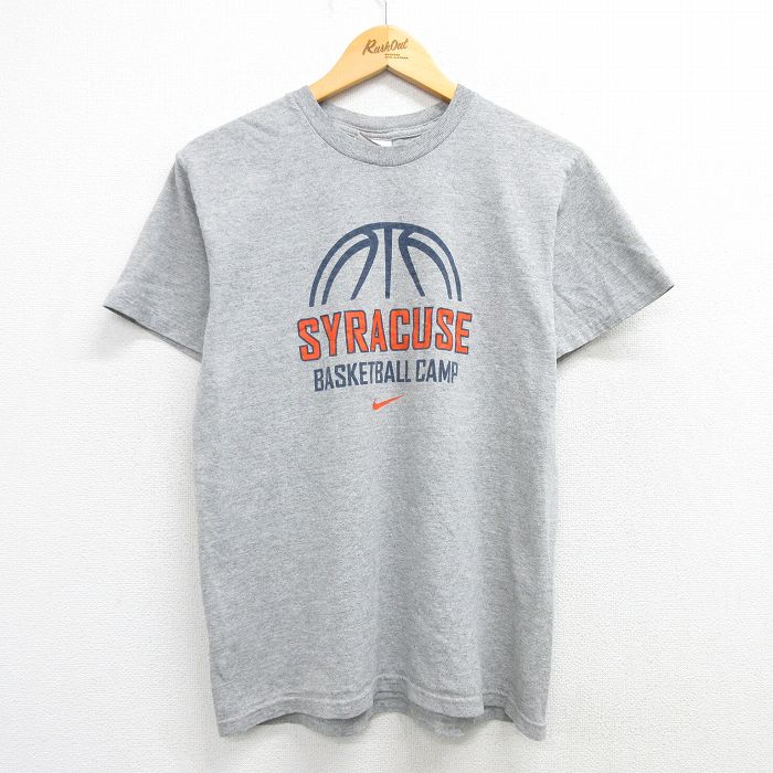 M★古着 ナイキ NIKE 半袖 ビンテージ Tシャツ メンズ 00年代 00s シラキュース バスケットボール JUST DO IT クルーネック グレー 霜降り 25mar29 中古