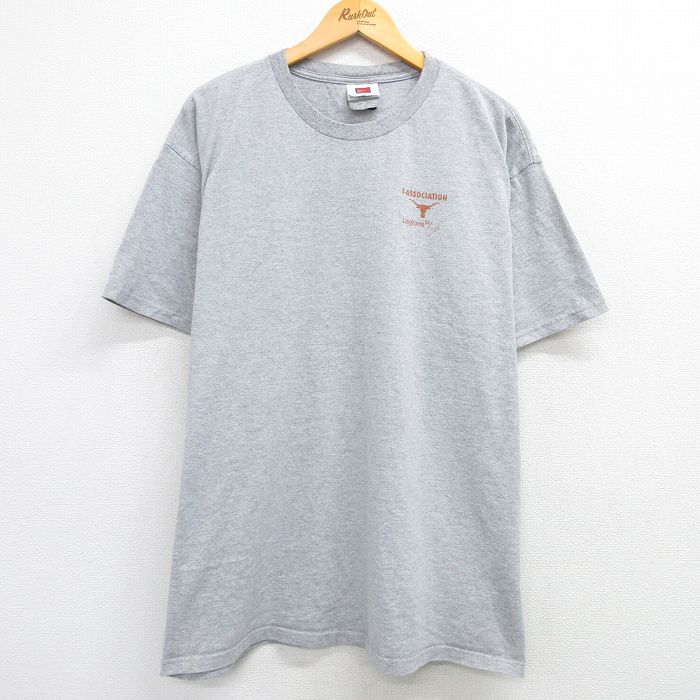 XL★古着 ナイキ NIKE 半袖 ビンテージ Tシャツ メンズ 00年代 00s ロングホーン 大きいサイズ クルーネック グレー 霜降り 25mar29 中古