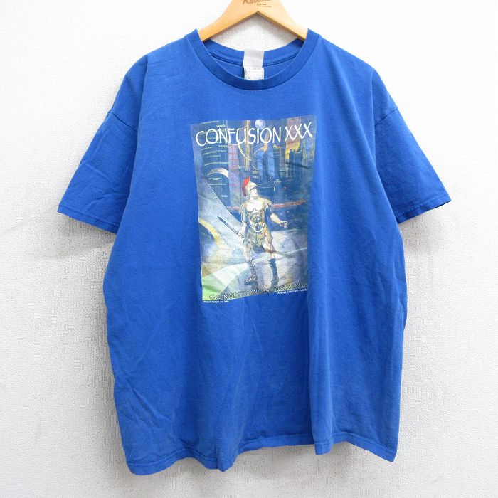 XL★古着 フルーツオブザルーム 半袖 ビンテージ Tシャツ メンズ 00年代 00s 騎士 大きいサイズ コットン クルーネック 青 ブルー 25mar29 中古
