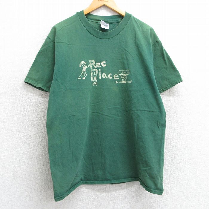 L★古着 ヘインズ Hanes 半袖 ビンテージ Tシャツ メンズ 00年代 00s 子供 コットン クルーネック 緑 グリーン 25mar29 中古