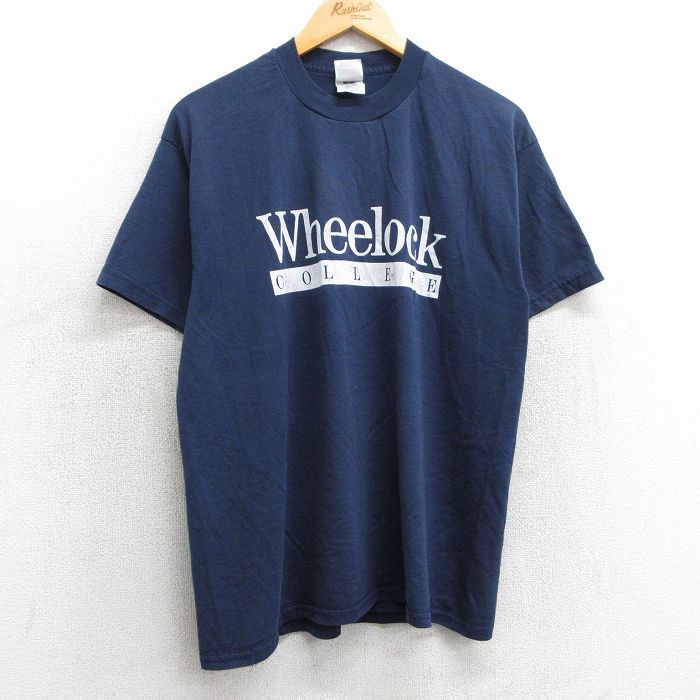 L★古着 フルーツオブザルーム 半袖 ビンテージ Tシャツ メンズ 00年代 00s ウィーロック カレッジ クルーネック 紺 ネイビー 25mar29 中古
