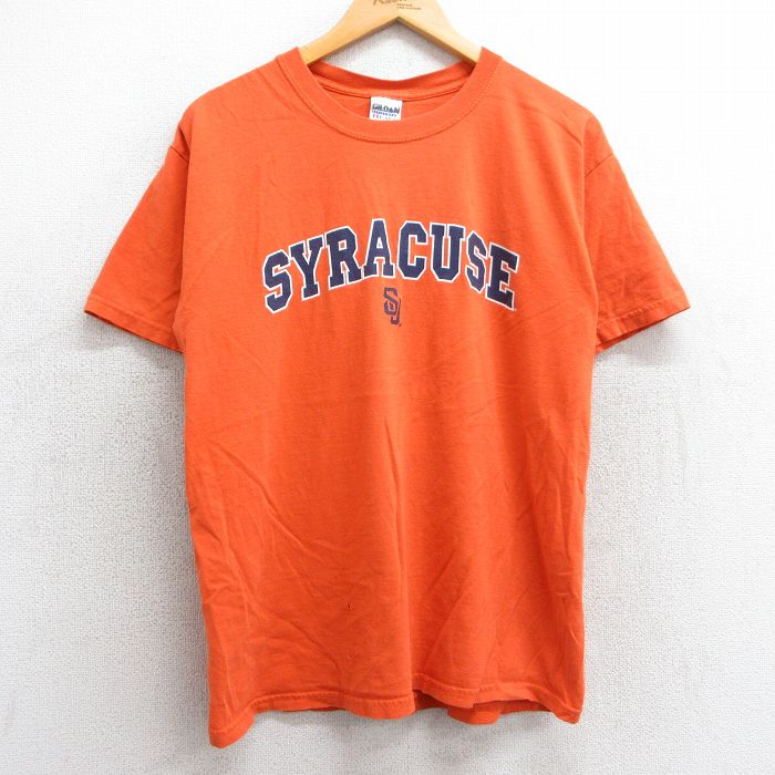 M★古着 半袖 ビンテージ Tシャツ メンズ 00年代 00s シラキュース コットン クルーネック オレンジ 25mar31 中古