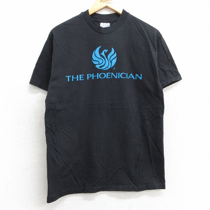 【50%OFF】S★古着 ヘインズ Hanes 半袖 ビンテージ Tシャツ メンズ 90年代 90s フェニキア コットン クルーネック USA製 黒 ブラック 25mar31 中古