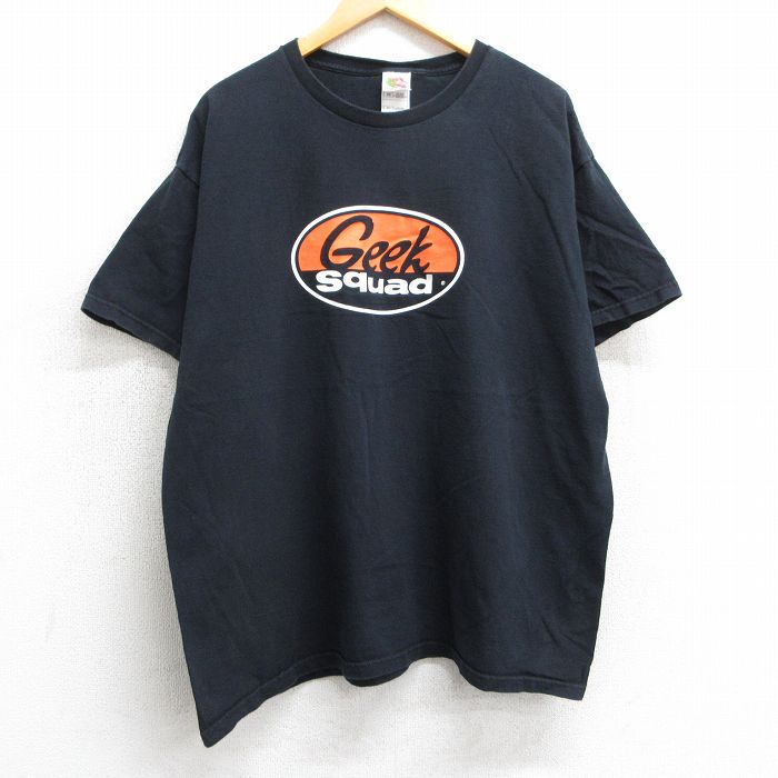XL★古着 フルーツオブザルーム 半袖 ビンテージ Tシャツ メンズ 00年代 00s Geek squad 大きいサイズ コットン クルーネック 黒 ブラック 25mar31 中古