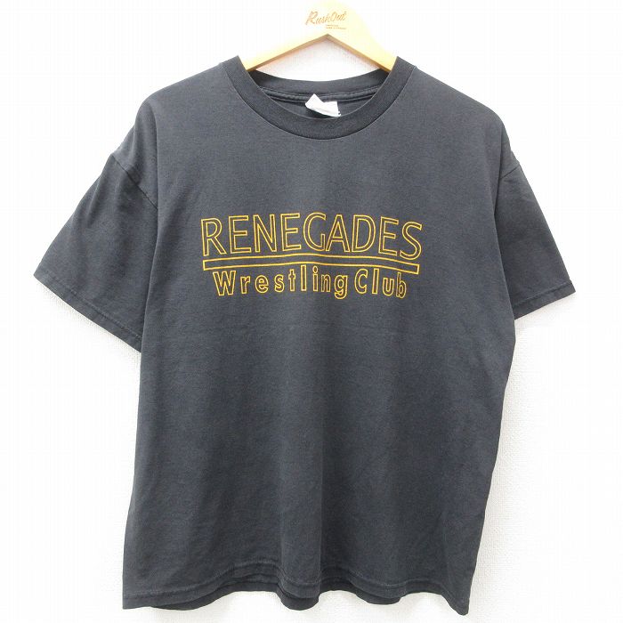 XL★古着 ヘインズ Hanes 半袖 ビンテージ Tシャツ メンズ 00年代 00s RENEGADES クルーネック 黒 ブラック 25apr01 中古