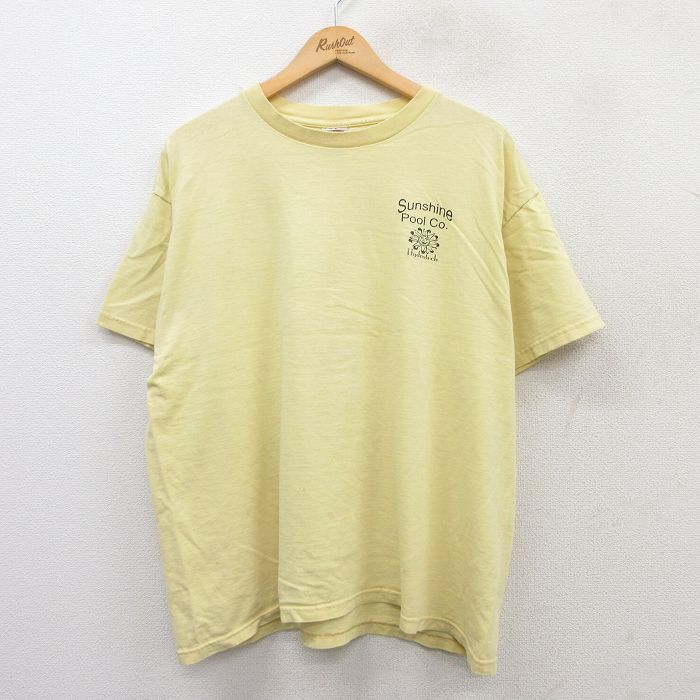 XL★古着 フルーツオブザルーム 半袖 ビンテージ Tシャツ メンズ 00年代 00s Sunshine Pool 大きいサイズ コットン クルーネック 黄 イエロー 25apr02 中古