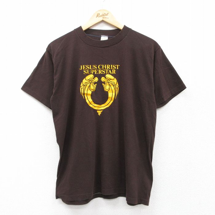 L★古着 半袖 ビンテージ Tシャツ メンズ 80年代 80s CHRIST クルーネック USA製 茶 ブラウン 25apr02 中古