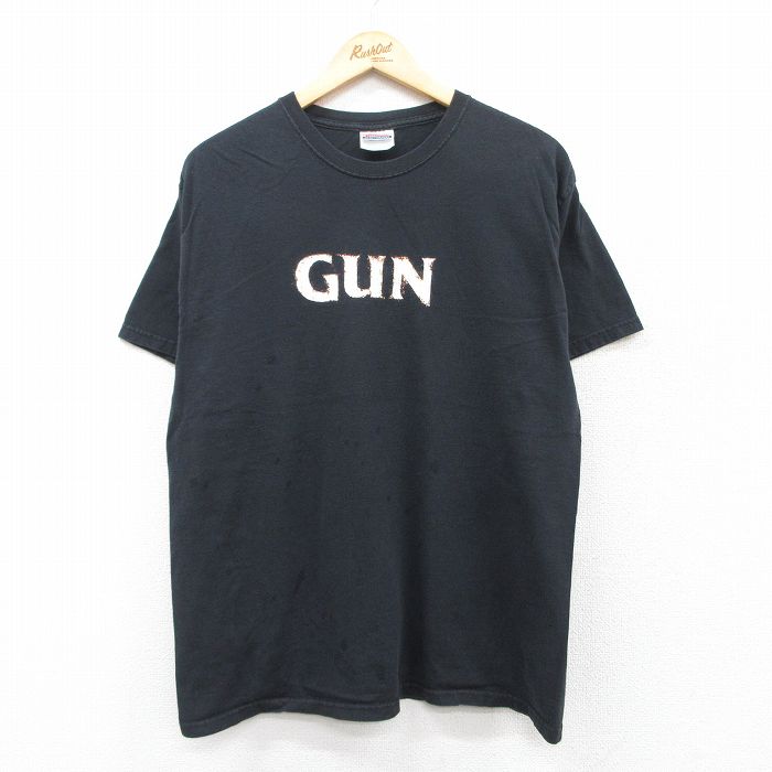 L★古着 ヘインズ Hanes 半袖 ビンテージ Tシャツ メンズ 00年代 00s ゲーム GUN コットン クルーネック 黒 ブラック 25apr02 中古
