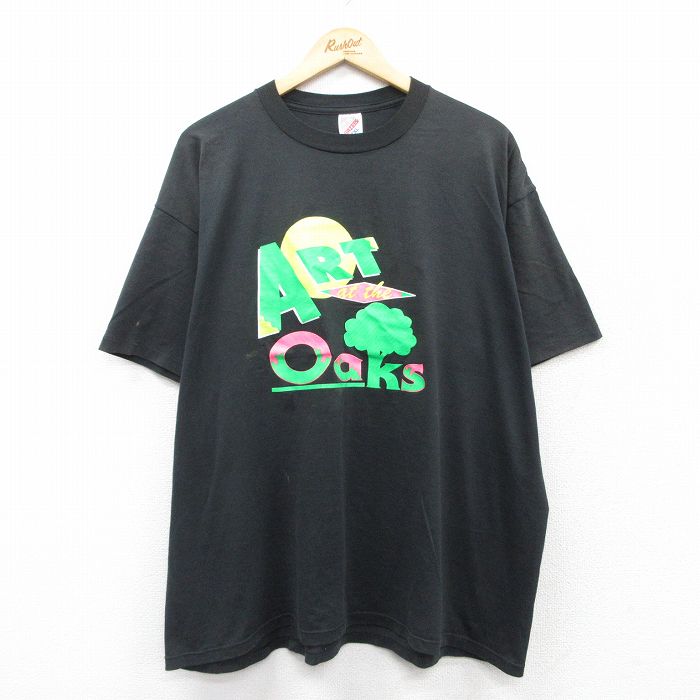 XL★古着 ジャージーズ 半袖 ビンテージ Tシャツ メンズ 90年代 90s ART 大きいサイズ クルーネック USA製 黒 ブラック 25apr02 中古