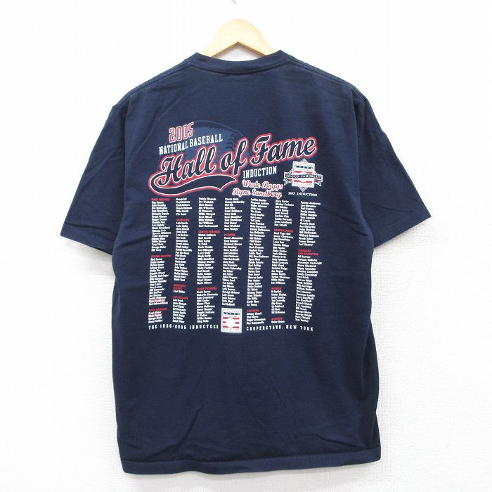L★古着 半袖 ビンテージ Tシャツ メンズ 00年代 00s BOGGS SANDBURG 野球 コットン クルーネック 紺 ネイビー 25apr02 中古