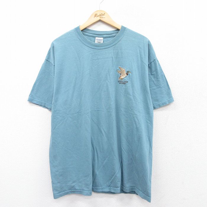 XL★古着 半袖 ビンテージ Tシャツ メンズ 00年代 00s 鳥 大きいサイズ コットン クルーネック 薄紺系 ネイビー 25apr02 中古