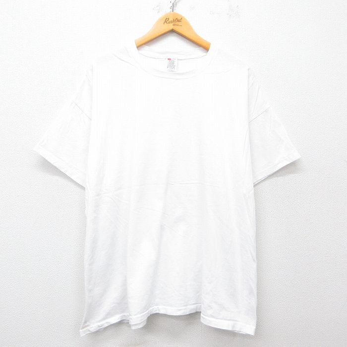 XL★古着 ヘインズ Hanes 半袖 ビンテージ Tシャツ メンズ 00年代 00s 無地 大きいサイズ コットン クルーネック 白 ホワイト 25apr02 中古