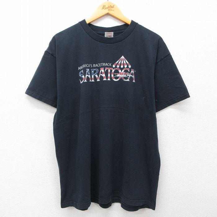 【50%OFF】フルーツオブザルーム 00s 半袖Tシャツ SARATOGA ブラック XL | 古着