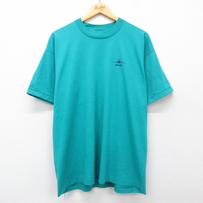 フルーツオブザルーム 90s 半袖Tシャツ 飛行機 ライトブルー XL | 古着