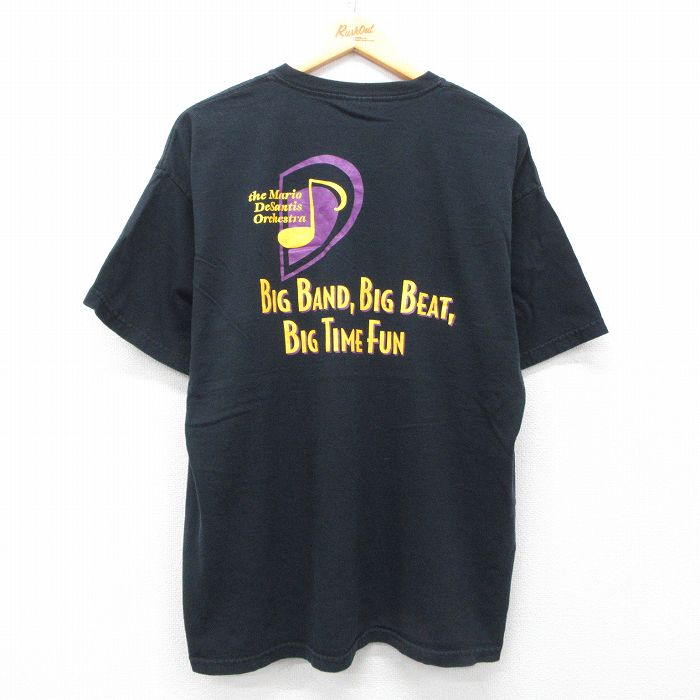XL★古着 半袖 ビンテージ Tシャツ メンズ 00年代 00s Desantis Orchestra 大きいサイズ コットン クルーネック 黒 ブラック 25apr02 中古