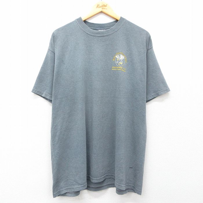XL★古着 半袖 ビンテージ Tシャツ メンズ 00年代 00s ハチ クルーネック グレー 霜降り 25apr02 中古