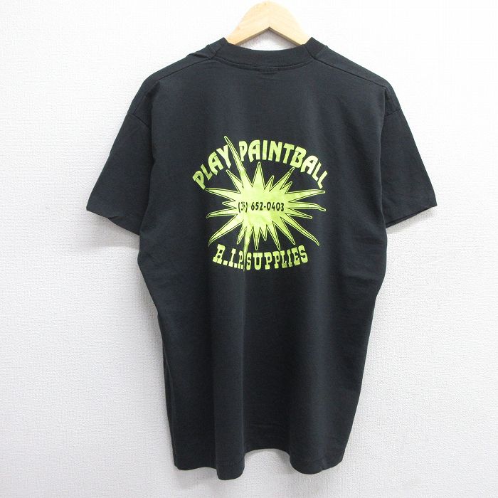 XL★古着 フルーツオブザルーム 半袖 ビンテージ Tシャツ メンズ 90年代 90s PLAY クルーネック USA製 黒 ブラック 25apr03 中古