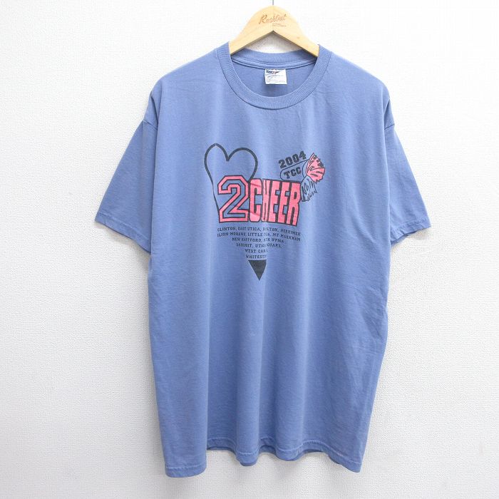XL★古着 ジャージーズ 半袖 ビンテージ Tシャツ メンズ 00年代 00s CHEER 大きいサイズ クルーネック 紺 ネイビー 25apr03 中古