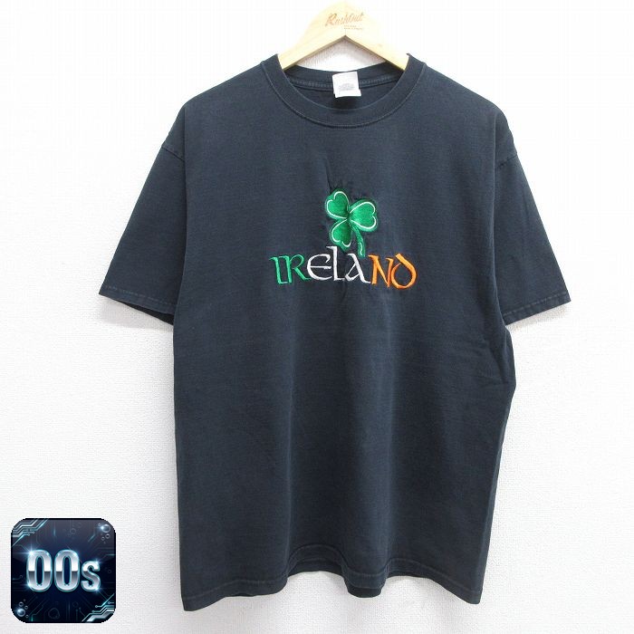 フルーツオブザルーム 00s 半袖Tシャツ アイルランド刺繍 ブラック XL | 古着