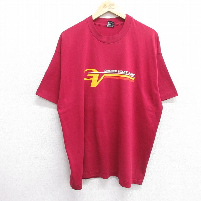 XL★古着 フルーツオブザルーム 半袖 ビンテージ Tシャツ メンズ 90年代 90s アイスクリーム 大きいサイズ クルーネック USA製 エンジ 【spe】 25apr03 中古