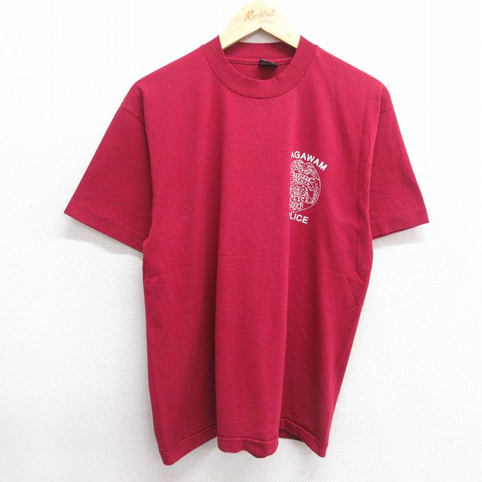フルーツオブザルーム 90s 半袖Tシャツ ポリス バーガンディ L | 古着