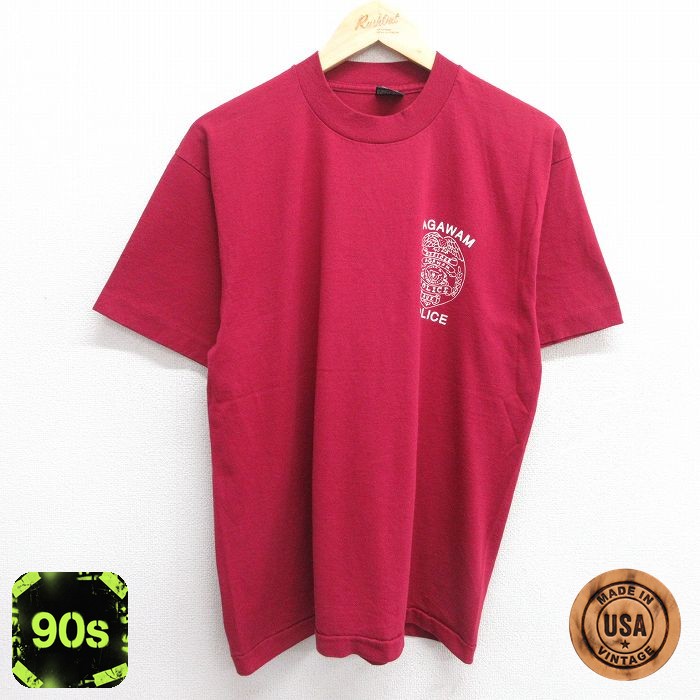 【50%OFF】フルーツオブザルーム 90s 半袖Tシャツ ポリス バーガンディ L | 古着