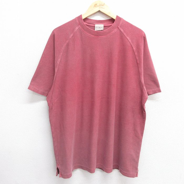 XL★古着 エルエルビーン LLBEAN 半袖 ビンテージ Tシャツ メンズ 00年代 00s 無地 ラグラン 大きいサイズ コットン クルーネック エンジ他 ボーダー 25apr03 中古